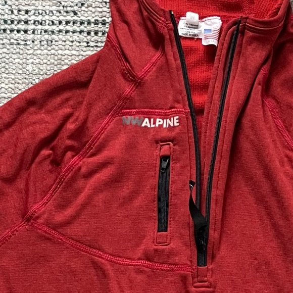 NW Alpine Women's Black Spider Fleece Hoody - tomato red, size medium - Picture 2 of 5
